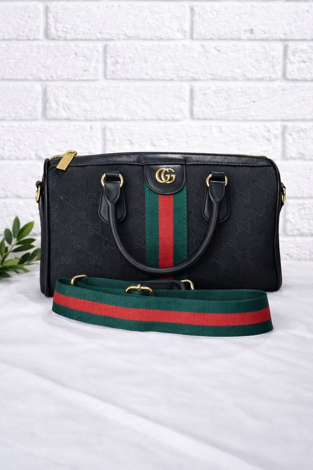 Red and black medium GG bag with strap