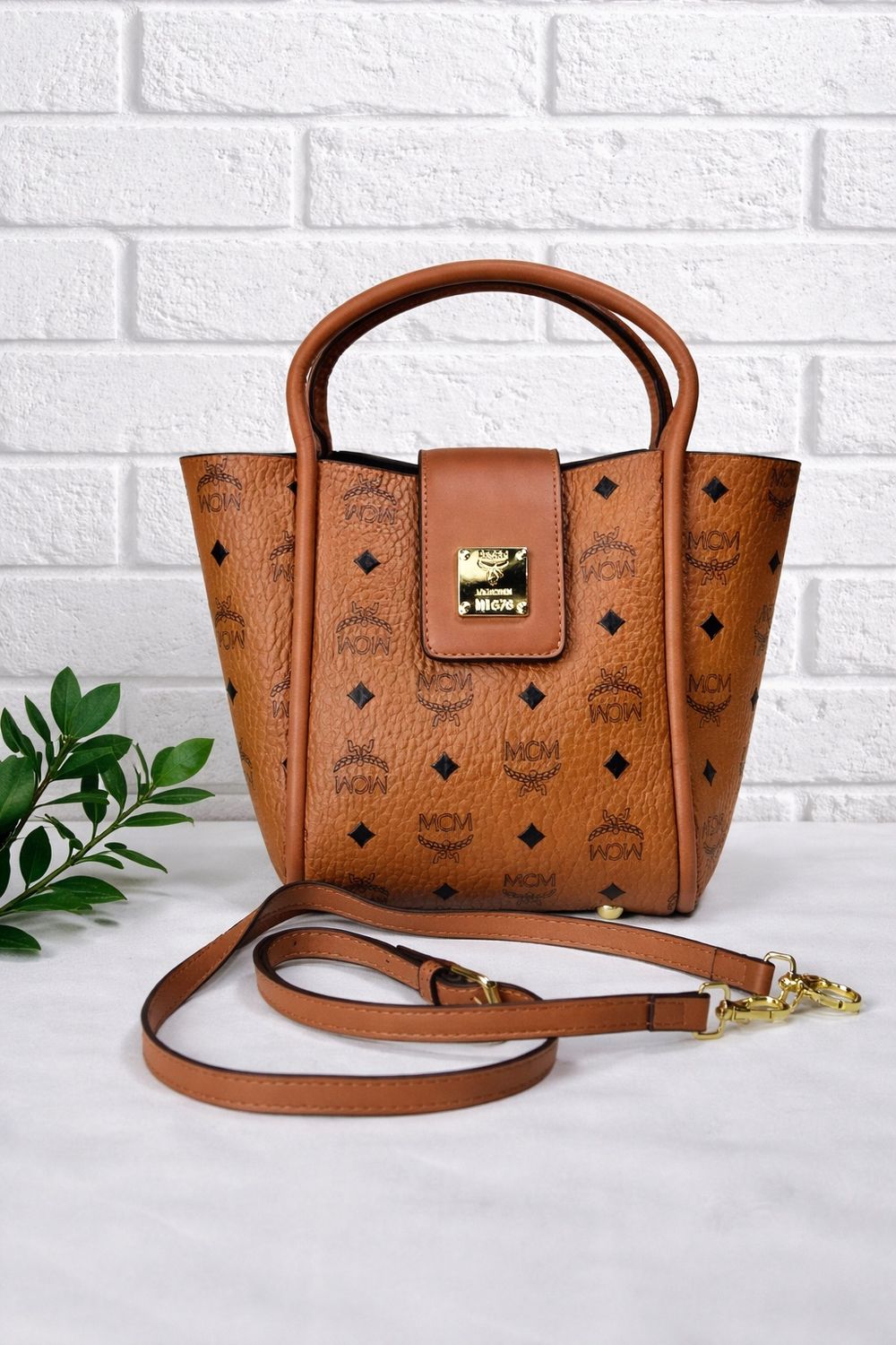 Brown MCM bag with strap