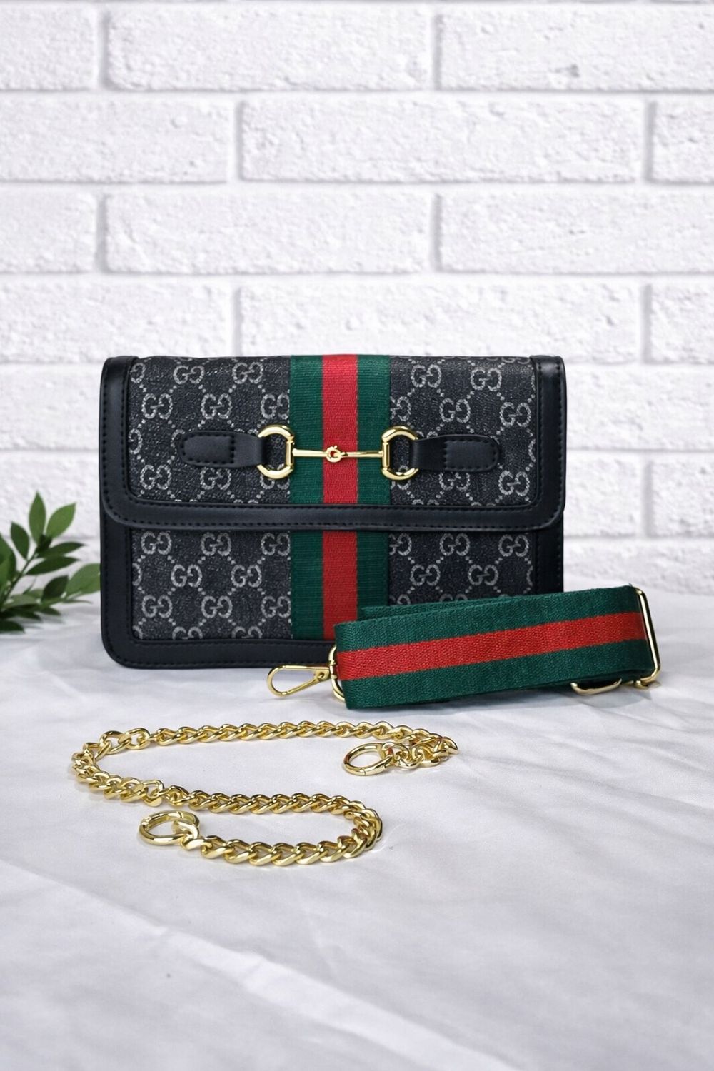 Red black and green Crossbody GG bag