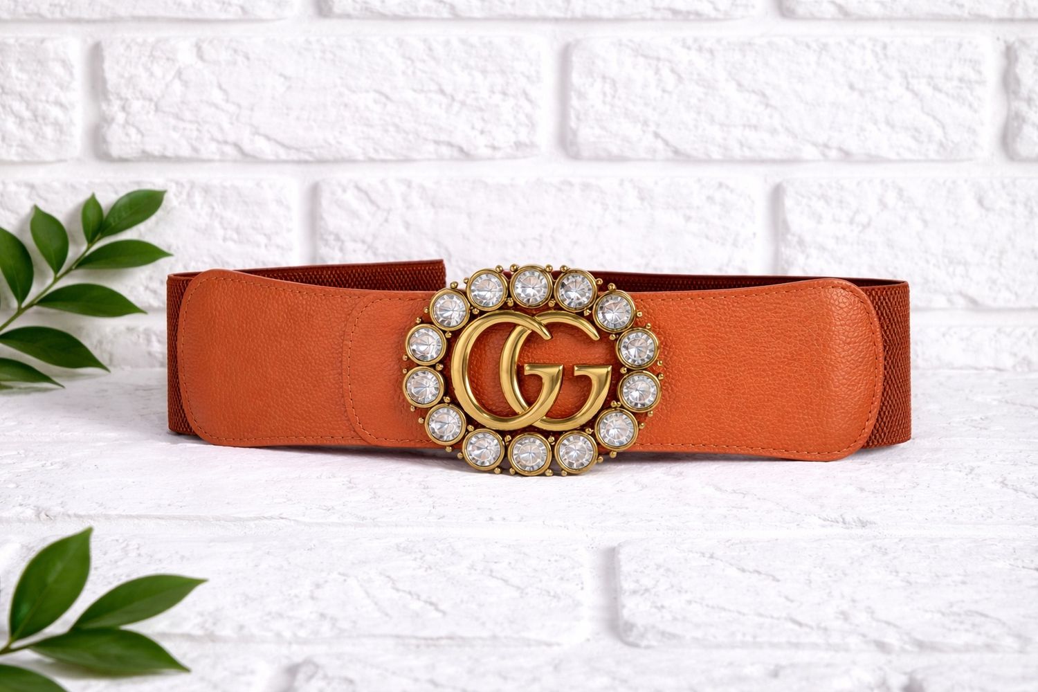 Brown GG stretch belt