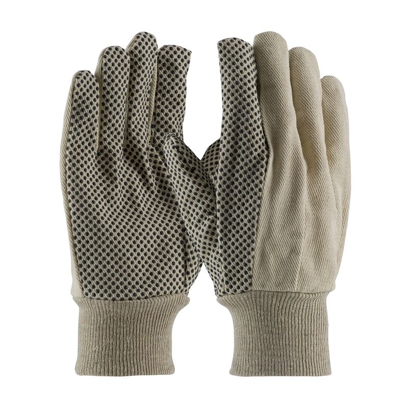 PIP Economy Grade Cotton Canvas Glove with PVC Dot Grip on Palm, Thumb and Forefinger - 8 oz  (#91-908PDI)