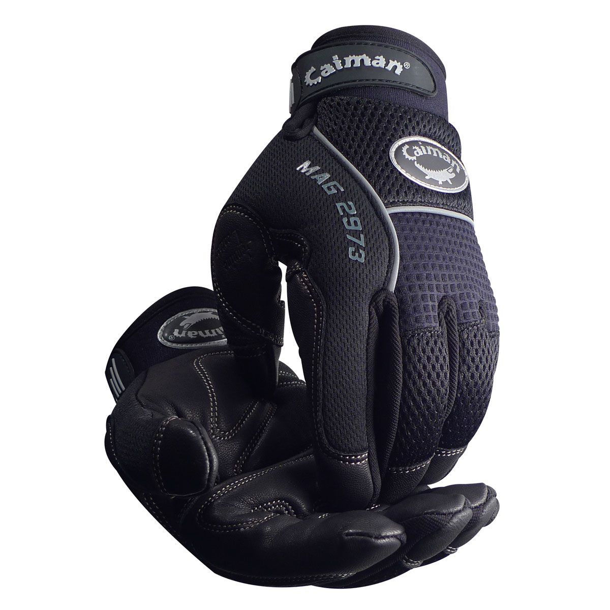 Caiman® MAG™ Multi-Activity Glove with Black Goat Grain Leather Padded Palm and Black AirMesh™ Back (#2973)