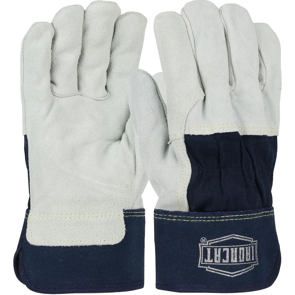 Ironcat® Heavy Premium Split Cowhide Leather Palm Glove with 3/4 Leather Back - Rubberized Safety Cuff (#IC65) Ironcat® Heavy Premium Split Cowhide Leather Palm Glove with 3/4 Leather Back - Rubberized Safety Cuff (#IC65)