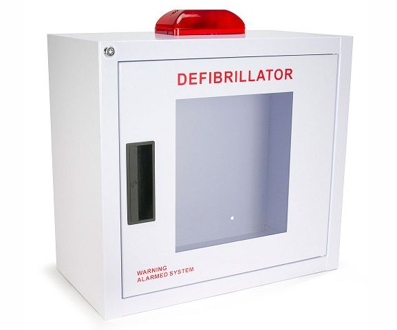 Standard Size AED Wall Cabinet with Alarm and Strobe (#AMP16SQ-A)