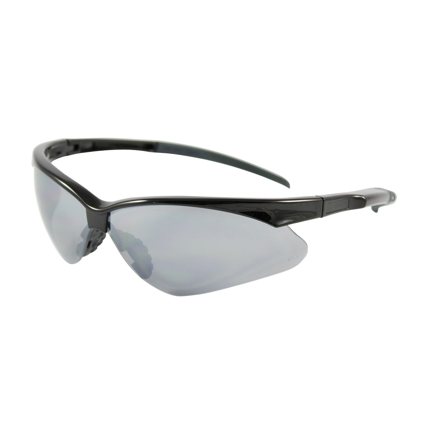 Adversary Semi-Rimless Safety Glasses with Black Frame, Silver Mirror Lens and Anti-Scratch Coating  (#250-28-0006)