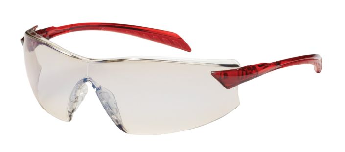 Radar Rimless Safety Glasses with Red Temple, I/O Blue Lens and Anti-Scratch / Anti-Fog Coating  (#250-45-1226)