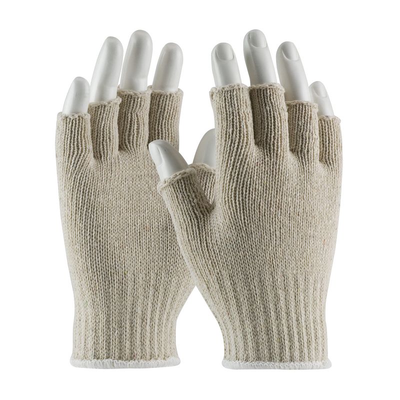 PIP Medium Weight Seamless Knit Cotton/Polyester Glove - Natural with Half-Finger  (#35-C119)