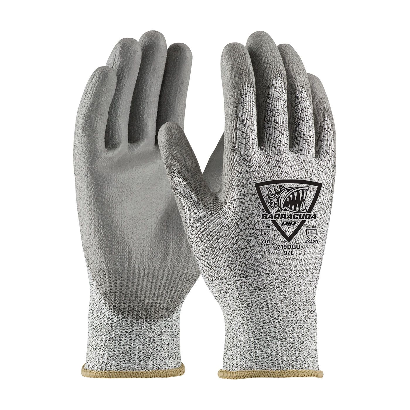 G-Tek® Barracuda® Economy Seamless Knit A2 PolyKor® Blended Glove with Polyurethane Coated Flat Grip on Palm & Fingers (#719DGU)