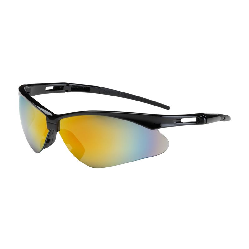 Anser Semi-Rimless Safety Glasses with Black Frame, Red Mirror Lens and Anti-Scratch Coating  (#250-AN-10116)