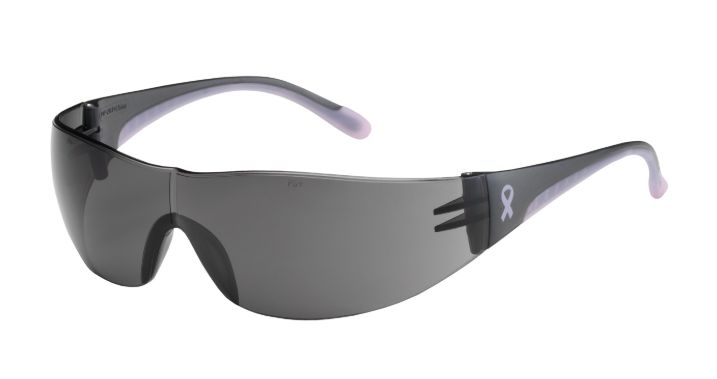 Eva Rimless Safety Glasses with Gray / Pink Temple, Gray Lens and Anti-Scratch Coating  (#250-10-5501)