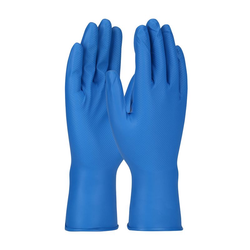Grippaz™ Food Plus Extended Use Ambidextrous Nitrile Glove with Textured Fish Scale Grip - 8 Mil - Bagged (#67-308)