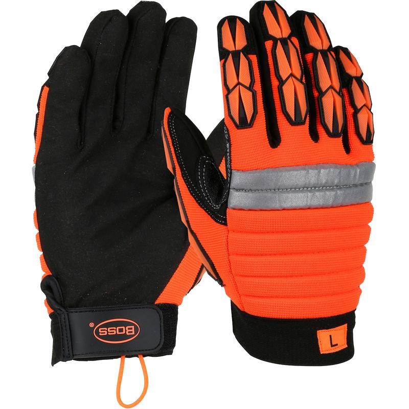 Boss® Miners' Mechanic Synthetic Leather Palm with Foam Padded Back and Finger TPR Impact Protection (#1JM400)