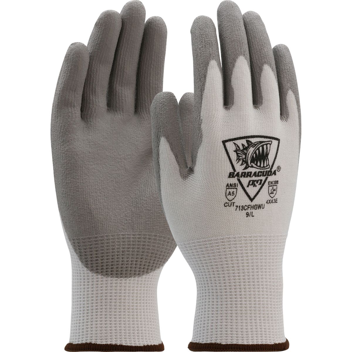 G-Tek® Barracuda® Seamless Knit A5 Polykor Blended Glove with Polyurethane Coated Flat Grip on Palm & Fingers (713CFHGWU)