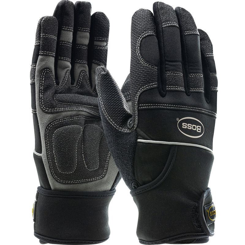 Boss® Synthetic Leather Palm with PVC Sandy Grip Patches and Anti-Vibration Pads - Neoprene Wraparound Wrist (#120-4400)