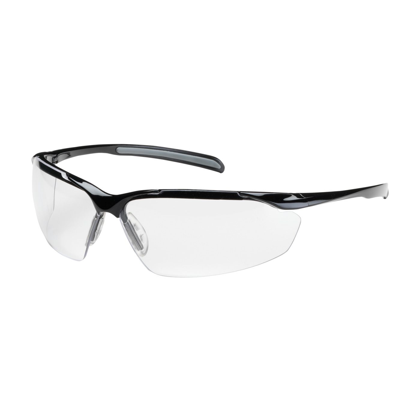 Commander Semi-Rimless Safety Glasses with Gloss Black Frame, Clear Lens and Anti-Scratch / Anti-Fog Coating  (#250-33-0020)