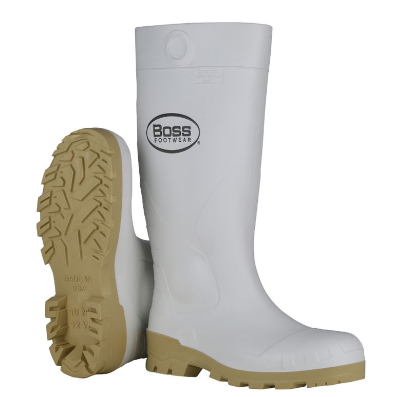 Boss Footwear 16" White PVC Plain Toe Boot  (#380-900)