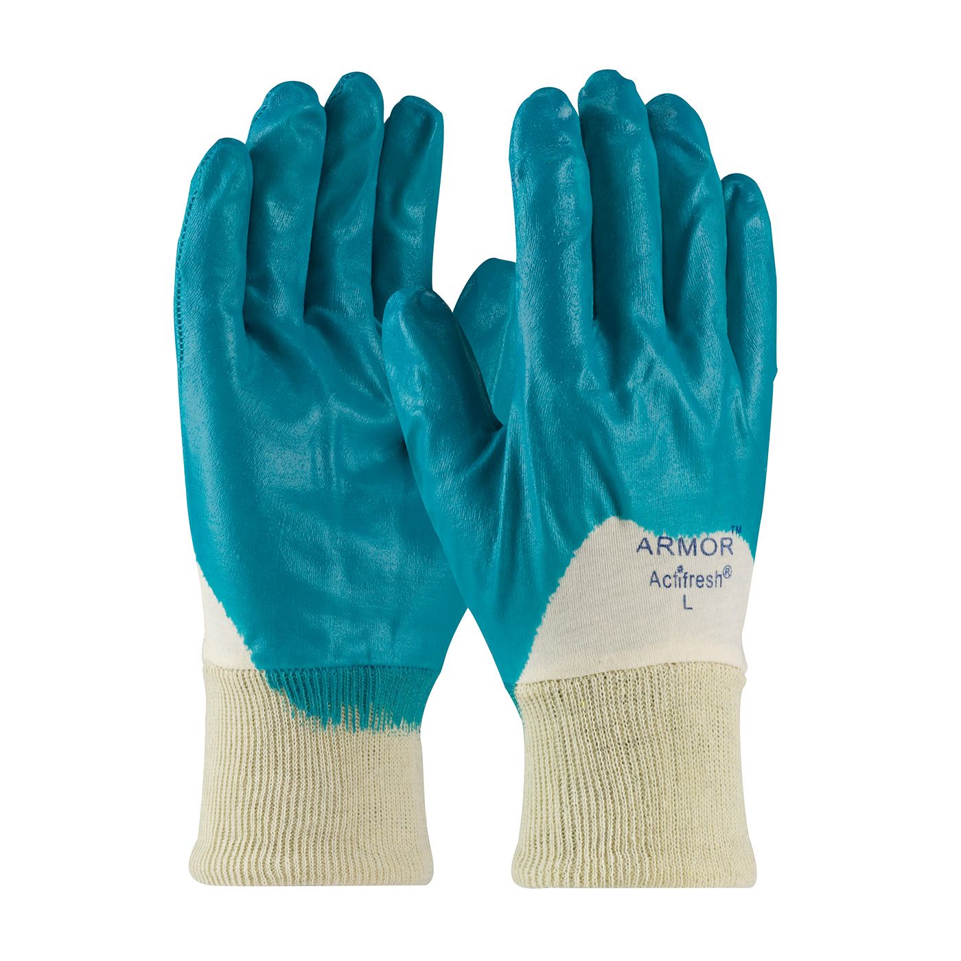 ArmorFlex Nitrile Dipped Glove with Interlock Liner and Smooth Finish on Palm, Fingers & Knuckles - Knitwrist  (#56-3180)