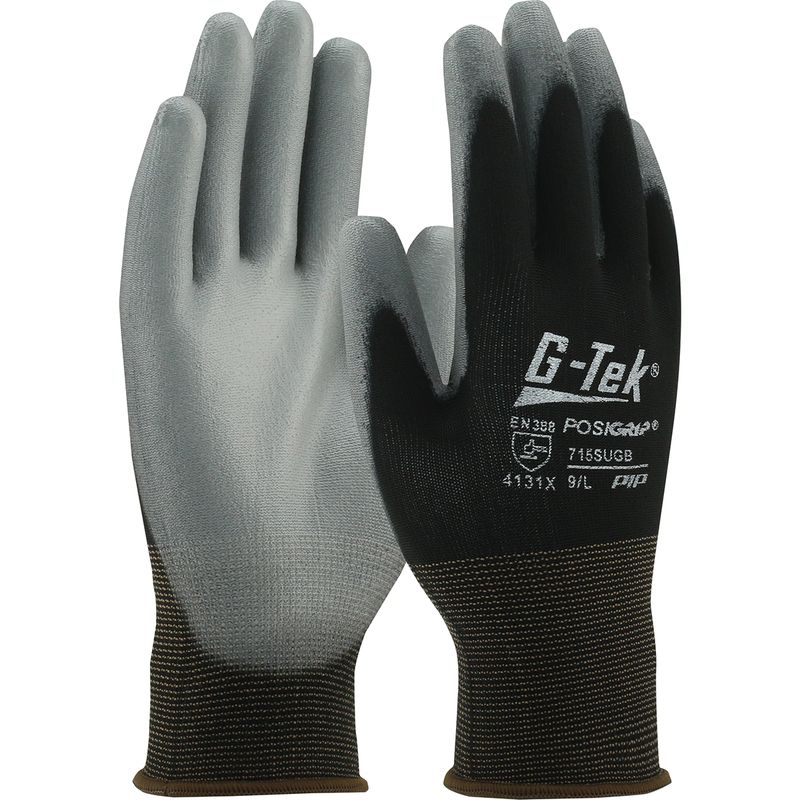 G-Tek® PosiGrip® Seamless Knit Nylon Glove with Polyurethane Coated Flat Grip on Palm & Fingers - 15 Gauge (#715SUGB)