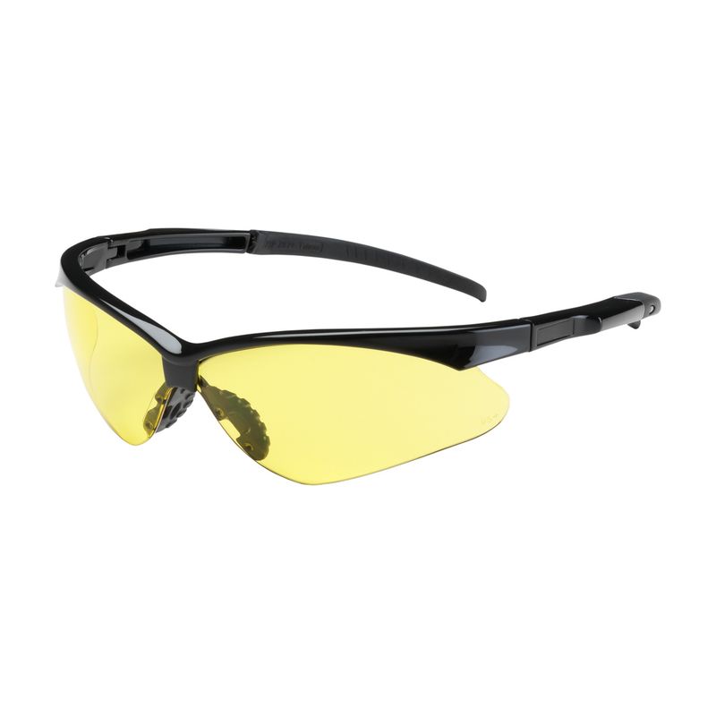 Adversary Semi-Rimless Safety Glasses with Black Frame, Amber Lens and Anti-Scratch Coating  (#250-28-0009)