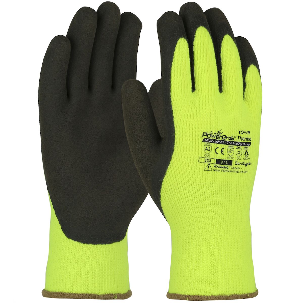 PowerGrab™ Thermo Hi-Vis Seamless Knit Acrylic Terry Glove with Latex MicroFinish Grip on Palm & Fingers (#41-1405)
