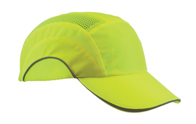 JSP® HardCap A1+™ Hi-Vis Baseball Style Bump Cap with HDPE Protective Liner and Adjustable Back (#282-ABR170-LY)