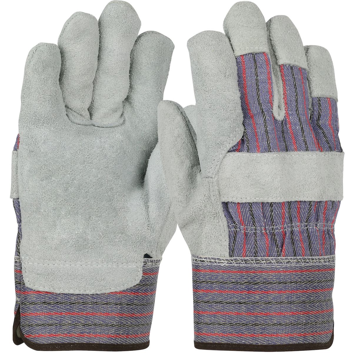 PIP Standard Split Cowhide Leather Palm Glove with Fabric Back - Rubberized Safety Cuff  (#558)