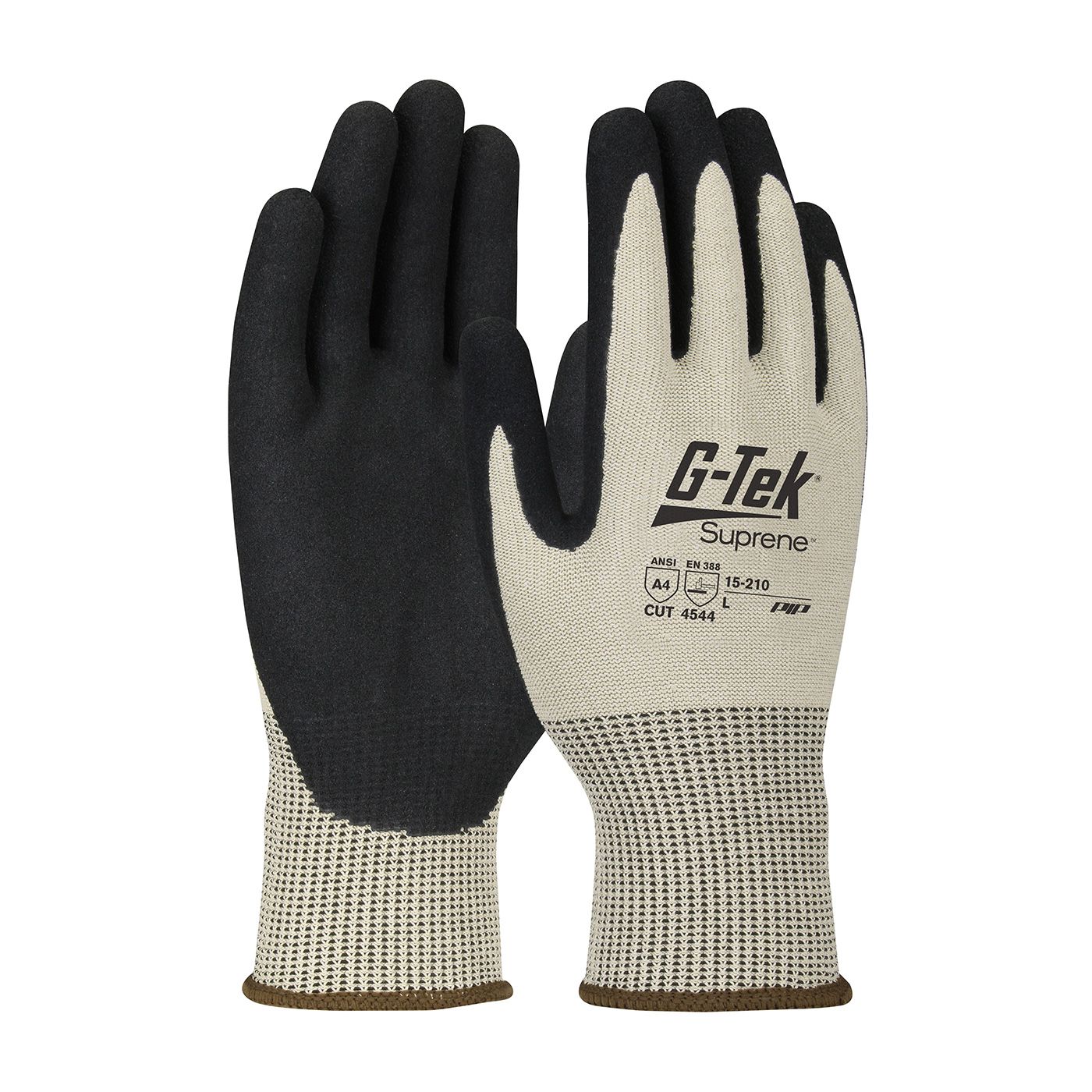 G-Tek® PolyKor® Seamless Knit A4 PolyKor® Suprene™ Blended Glove with Nitrile Coated MicroSurface Grip on Palm & Fingers (#15-210) G-Tek® PolyKor® Seamless Knit A4 PolyKor® Suprene™ Blended Glove with Nitrile Coated MicroSurface Grip on Palm & Fingers (#15-210)