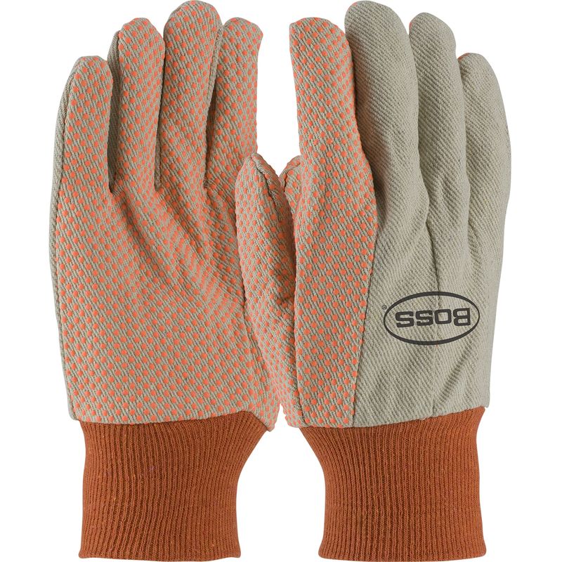 PIP Premium Grade Cotton Canvas Glove with PVC Dotted Grip on Palm, Thumb and Index Finger - 10 oz.  (#91-910PDO)
