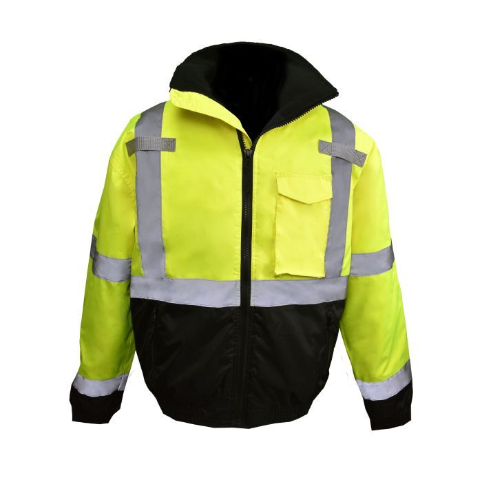 Class 3 Hi-Viz Weatherproof Bomber Jacket with Quilted Built-in Liner (#SJ11QB-3ZGS)