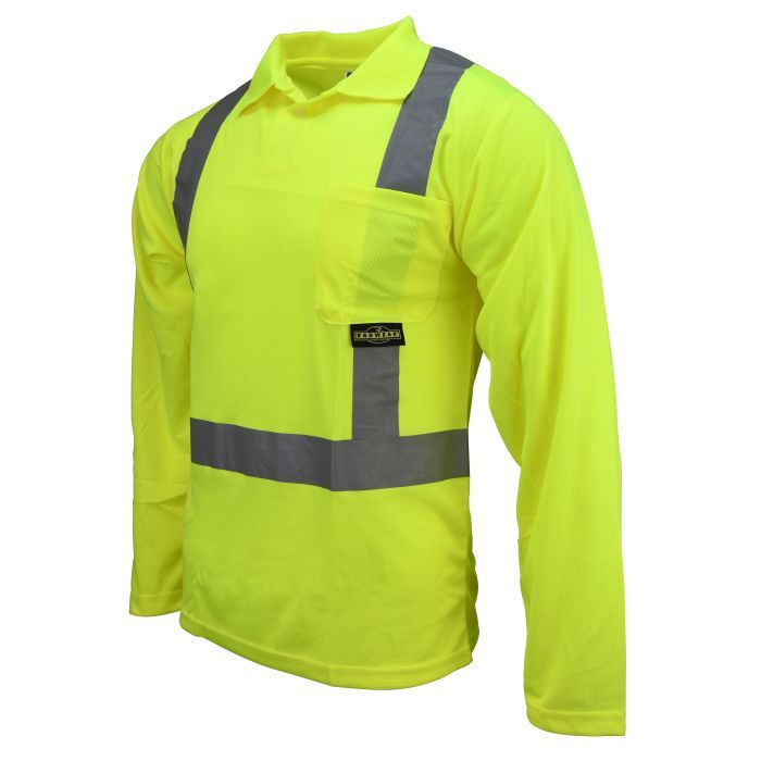 Class 2 Hi-Viz Safety Long Sleeve Polo, green (#ST22-2PGS)