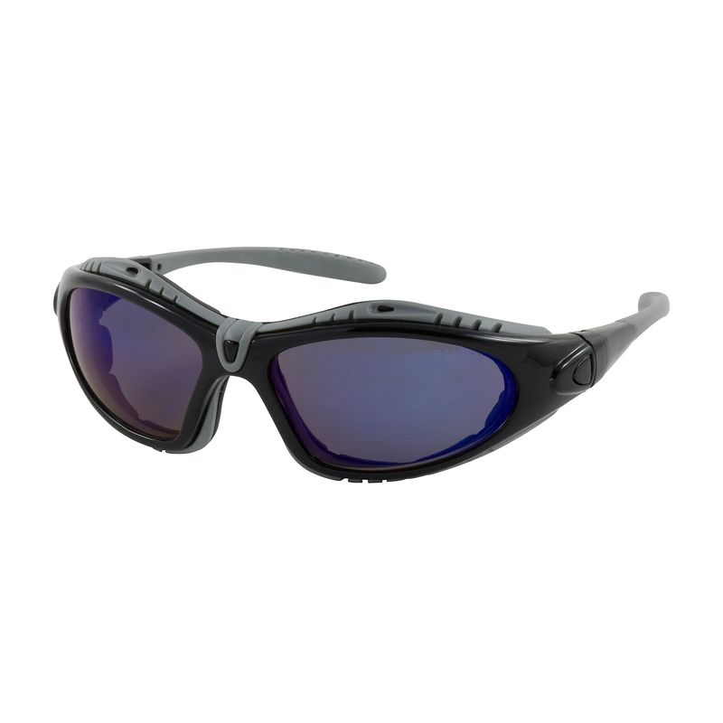 Fuselage Full Frame Safety Glasses with Black Frame, Foam Padding, Blue Mirror Lens and Anti-Scratch / Anti-Fog Coating  (#250-50-0426)