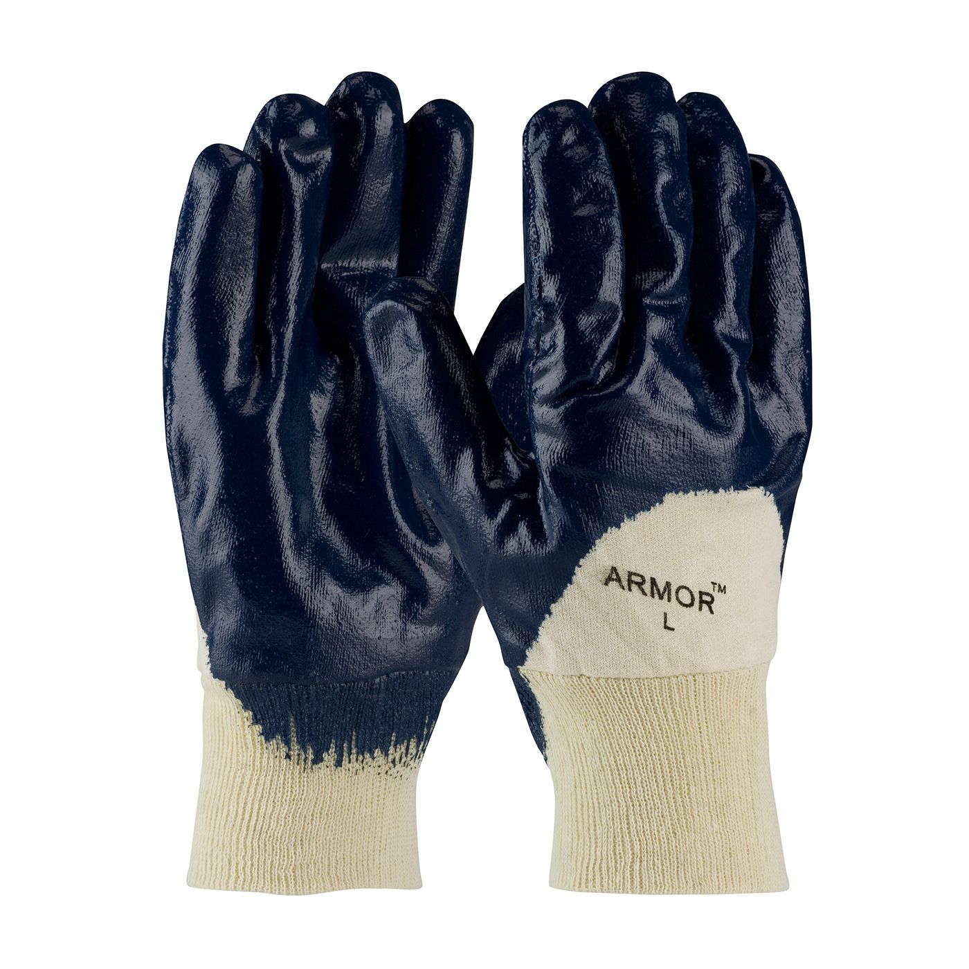 ArmorTuff Nitrile Dipped Glove with Jersey Liner and Smooth Finish on Palm, Fingers & Knuckles - Knitwrist  (#56-3151)