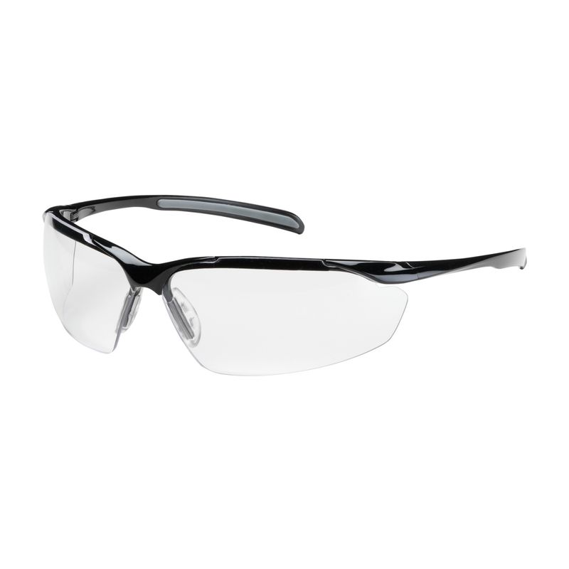 Commander Semi-Rimless Safety Glasses with Gloss Black Frame, Clear Lens and Anti-Scratch / Anti-Reflective Coating  (#250-33-0010)