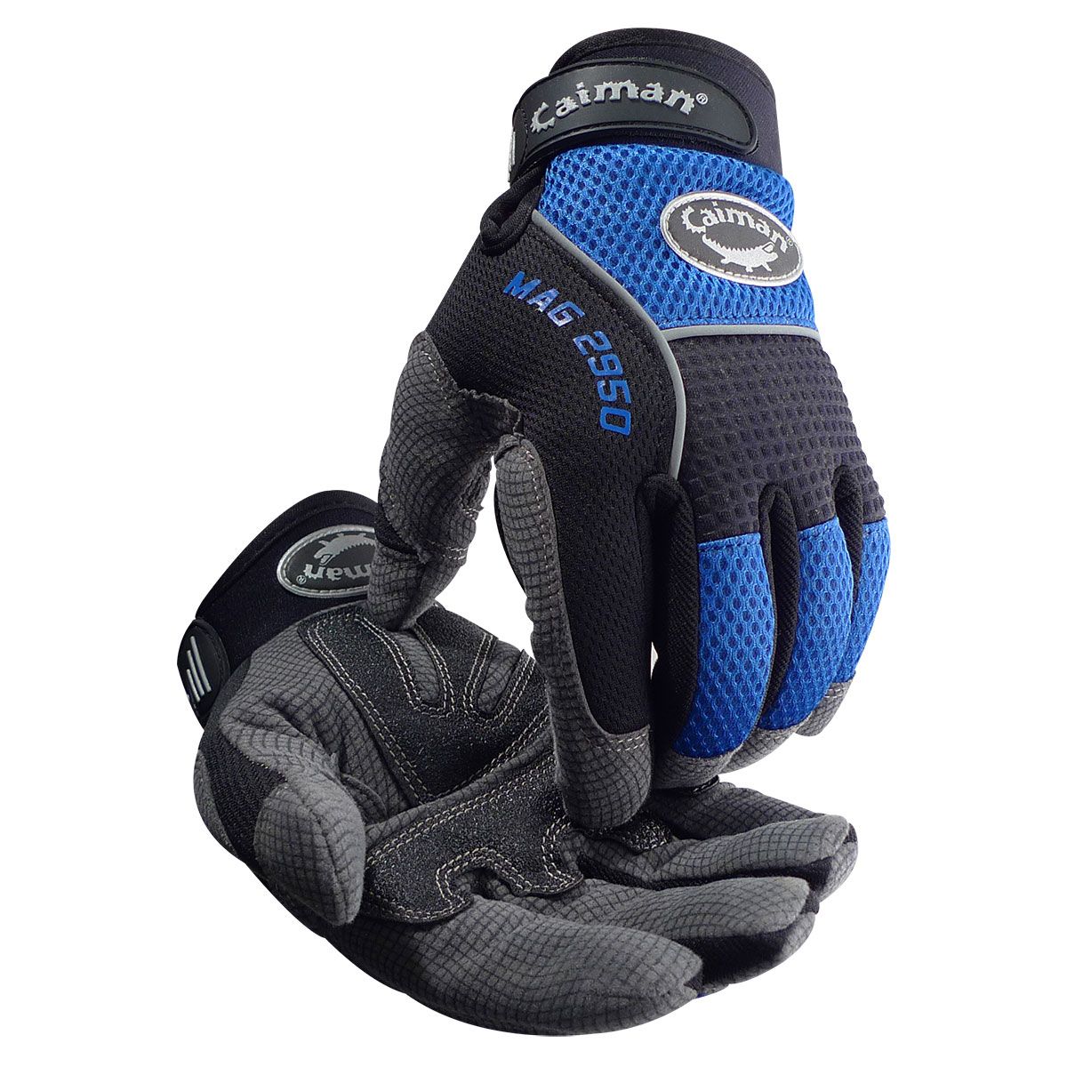 Caiman® MAG™ Multi-Activity Glove with Synthetic Leather Padded Palm and Blue AirMesh™ Back (#2950) Caiman® MAG™ Multi-Activity Glove with Synthetic Leather Padded Palm and Blue AirMesh™ Back (#2950)