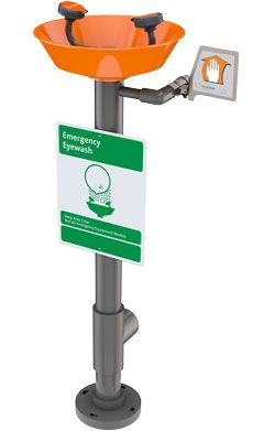Guardian Eye/Face Wash, Pedestal Mounted, PVC Construction with Stainless Steel Valve (#G1786)