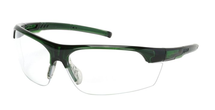 Xtricate-C Semi-Rimless Safety Glasses with Green Frame, Clear Lens and FogLess 3Sixty Coating  (#250-58-0520)