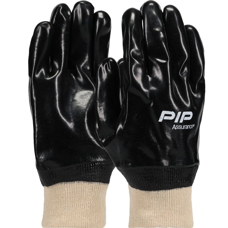 Assurance® Premium PVC Dipped Glove with Interlock Liner and Smooth Finish - Knit Wrist (#58-8015)