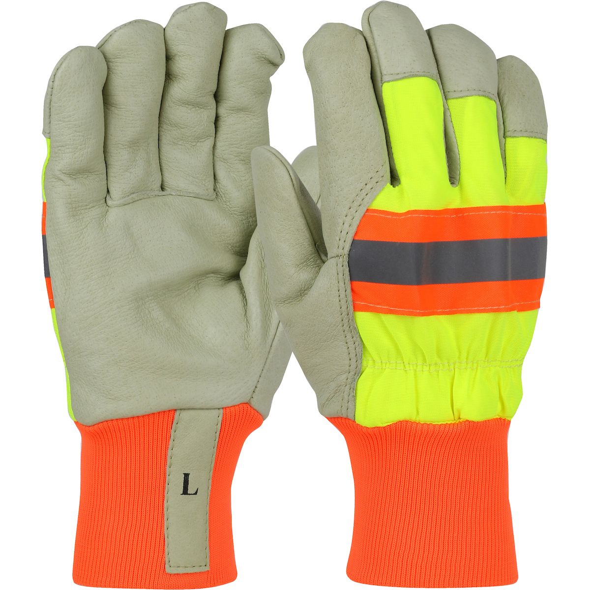 PIP Top Grain Pigskin Leather Palm Glove with Hi-Vis Nylon Back and 3M Thinsulate Liner - Knit Wrist (#HVY1555) PIP Top Grain Pigskin Leather Palm Glove with Hi-Vis Nylon Back and 3M Thinsulate Liner - Knit Wrist (#HVY1555)