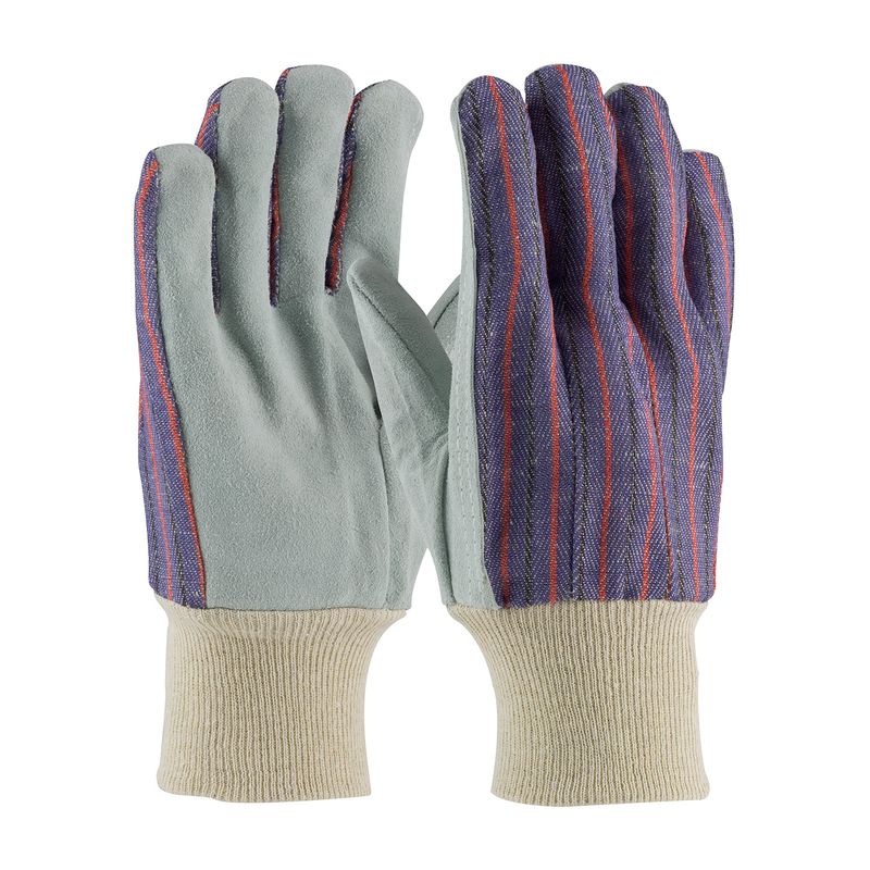 PIP Regular Grade Cowhide Leather Palm Glove with Fabric Back - Knitwrist  (#86-4104)