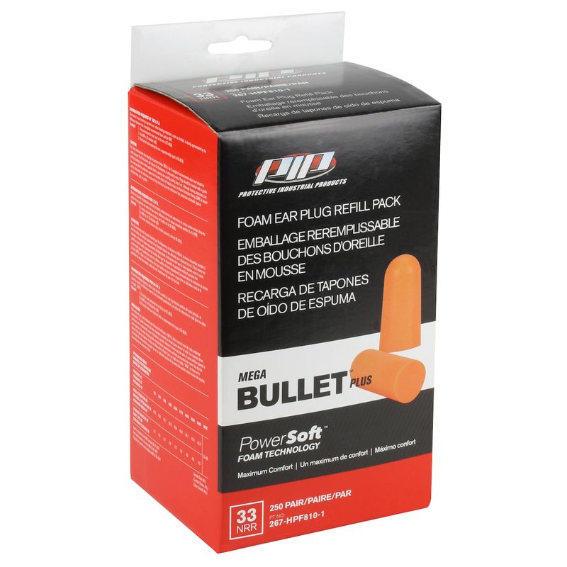 PIP® Mega Bullet™ Plus Disposable Soft Polyurethane Foam Ear Plugs - Dispenser Refill Pack (#267-HPF810-1)