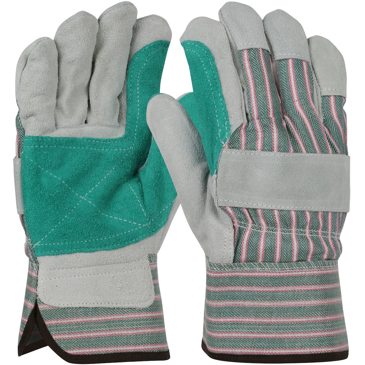 PIP Select Grade Shoulder Split Cowhide Leather Double Palm Glove with Fabric Back - Rubberized Safety Cuff (#500DP) PIP Select Grade Shoulder Split Cowhide Leather Double Palm Glove with Fabric Back - Rubberized Safety Cuff (#500DP)