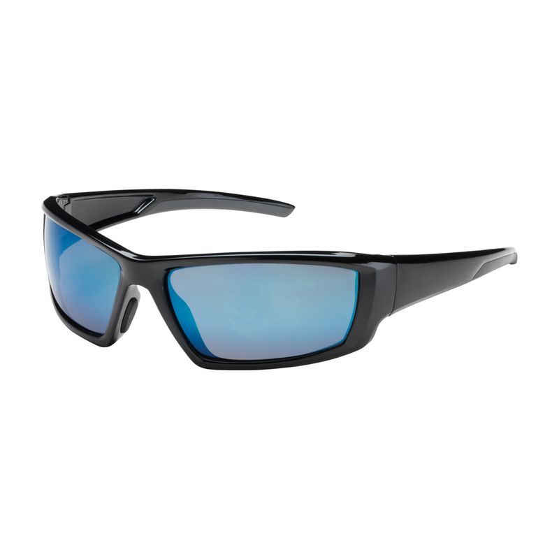 Sunburst Full Frame Safety Glasses with Black Frame, Blue Mirror Plus Lens and Anti-Scratch / Anti-Reflective Coating  (#250-47-0006)