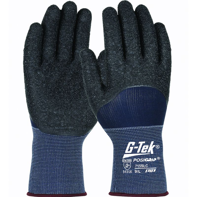 G-Tek® PosiGrip® Seamless Knit Nylon Glove with Latex Coated Crinkle Grip on Palm, Fingers & Knuckles - 15 Gauge (#715SLC)