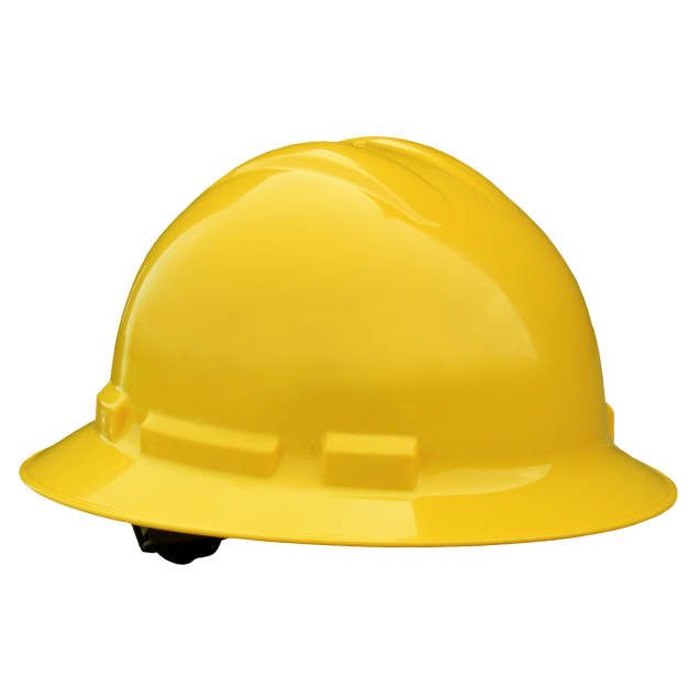 Quartz Full Brim Hard Hat, Yellow, 4 point ratchet (#QHR4-YELLOW)