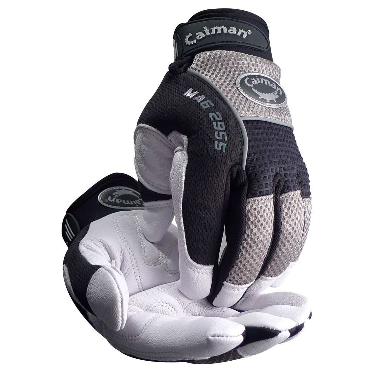 Caiman® MAG™ Multi-Activity Glove with White Goat Grain Leather Padded Palm and Gray AirMesh™ Back (#2955)