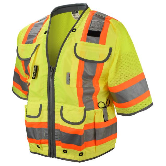 CLASS 3 HEAVY WOVEN TWO TONE ENGINEER VEST, green (#SV55-3ZGD) CLASS 3 HEAVY WOVEN TWO TONE ENGINEER VEST, green (#SV55-3ZGD)