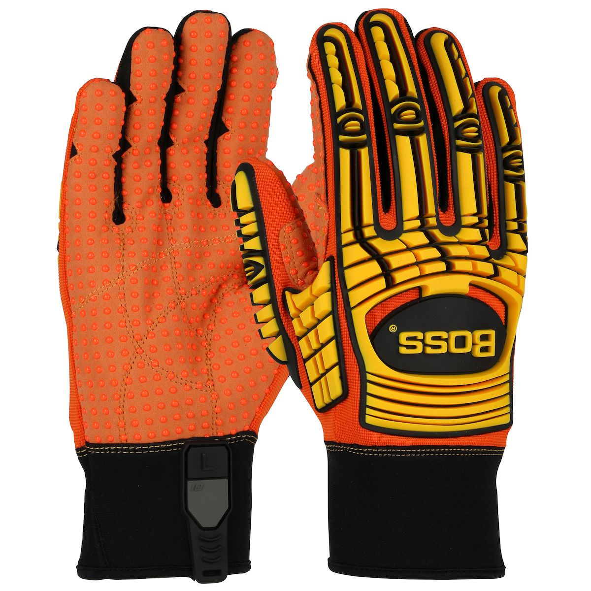 Boss® Synthetic Leather Palm with PVC Dotted Grip and Spandex Back - TPR Impact Protection (#120-MP2110) Boss® Synthetic Leather Palm with PVC Dotted Grip and Spandex Back - TPR Impact Protection (#120-MP2110)