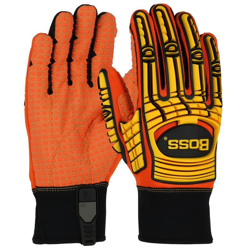 Boss® Synthetic Leather Palm with PVC Dotted Grip and Spandex Back - TPR Impact Protection (#120-MP2110)
