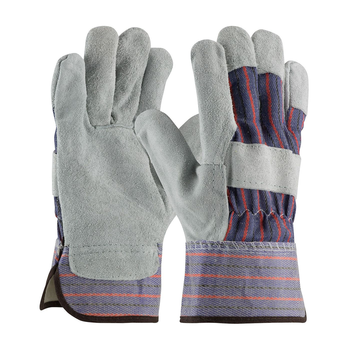 PIP Split Cowhide Leather Palm Glove with Fabric Back & Fleece Lining - Rubberized Safety Cuff  (#558F)