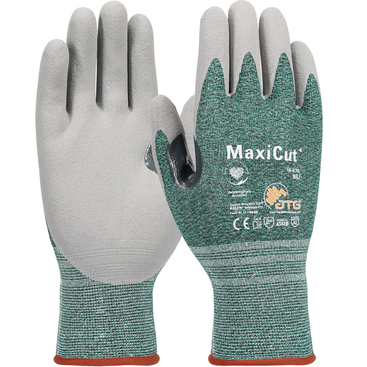 ATG® MaxiCut® Seamless Knit A2 Engineered Yarn Glove with Nitrile Coated MicroFoam Grip on Palm & Fingers (#18-570) ATG® MaxiCut® Seamless Knit A2 Engineered Yarn Glove with Nitrile Coated MicroFoam Grip on Palm & Fingers (#18-570)